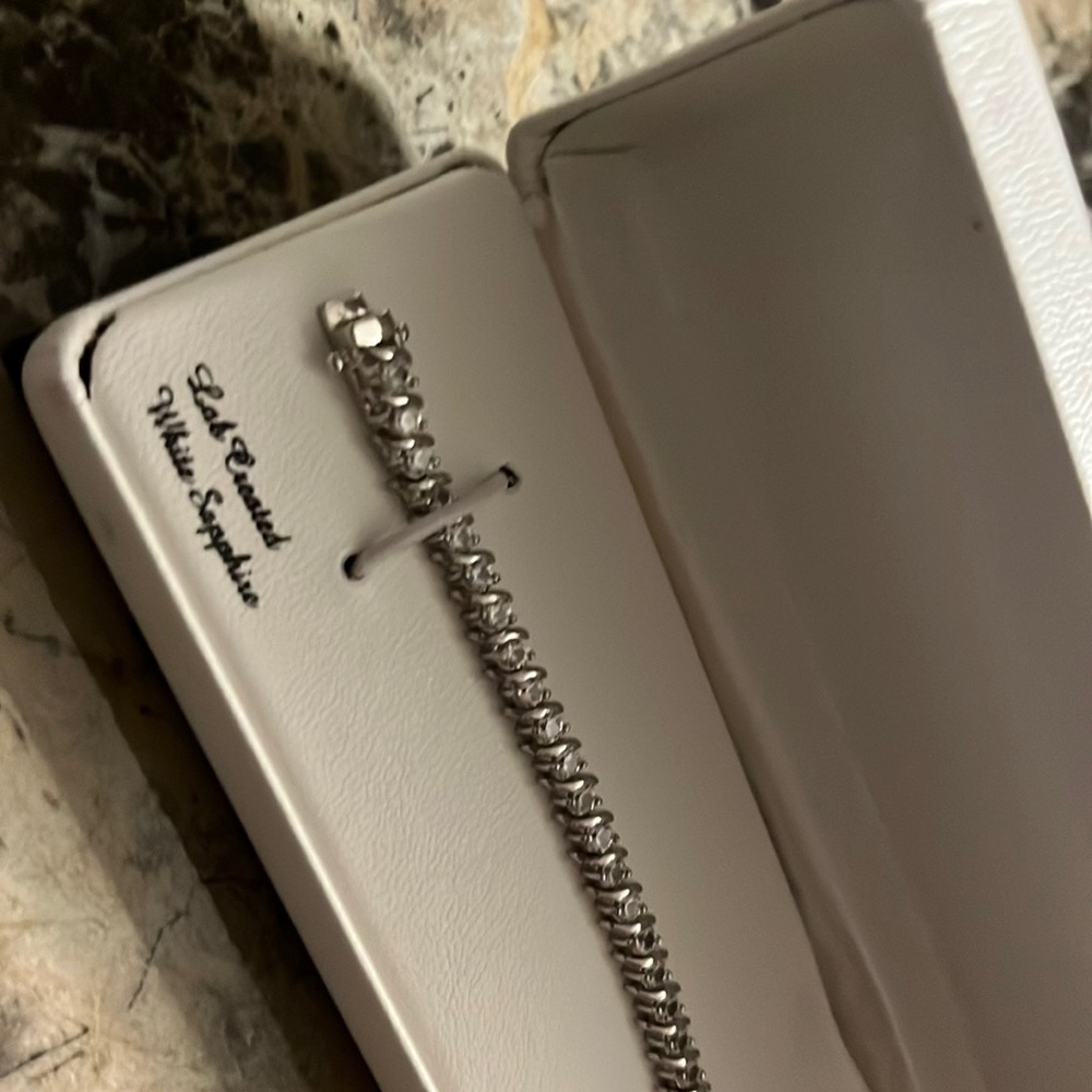 Sterling Silver Lab-Created White Saphire Tennis Bracelet